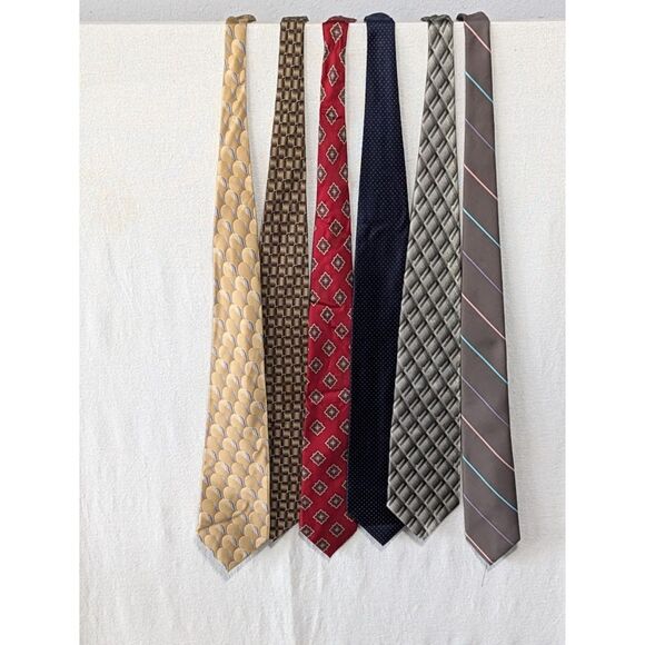 Vintage Y2K Striped and Floral Pattern Ties Bundle of 6 - Picture 1 of 11